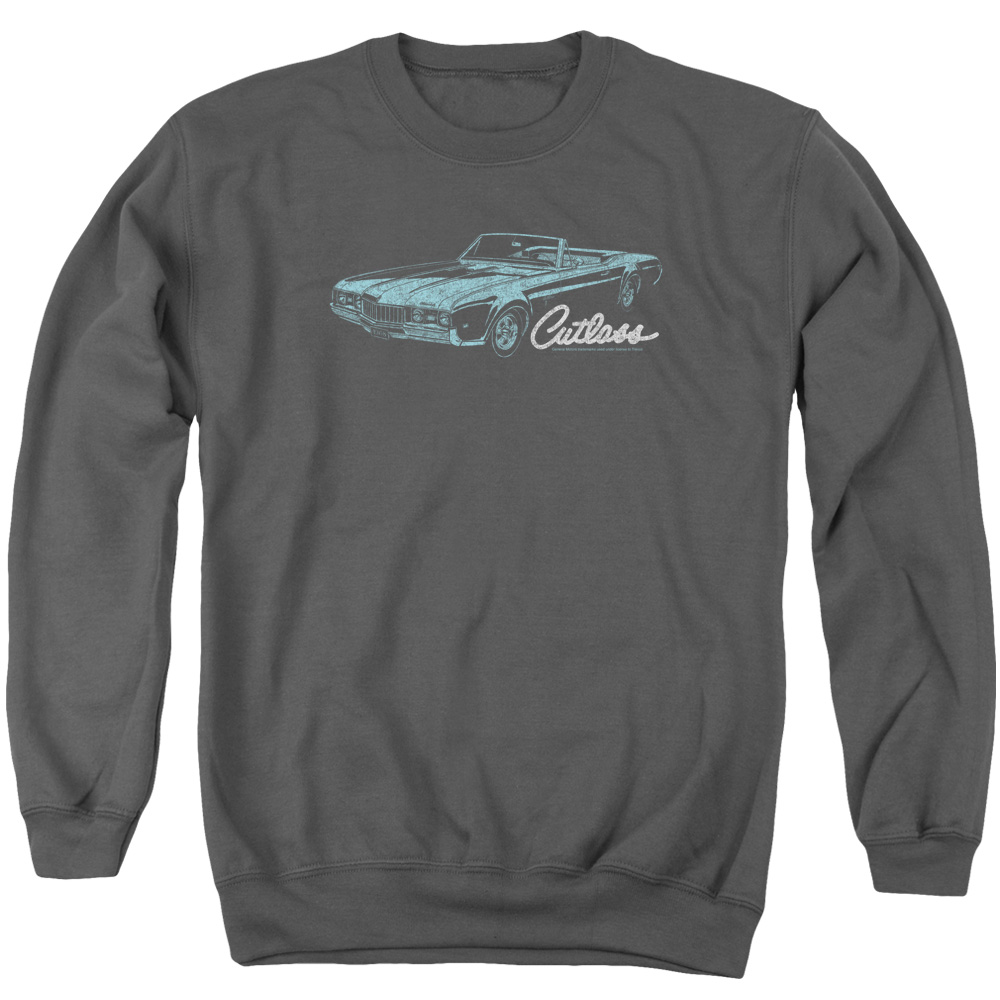 OLS110-AS-2 Oldsmobile 68 Cutlass Adult Crewneck Sweatshirt, Charcoal - Medium
