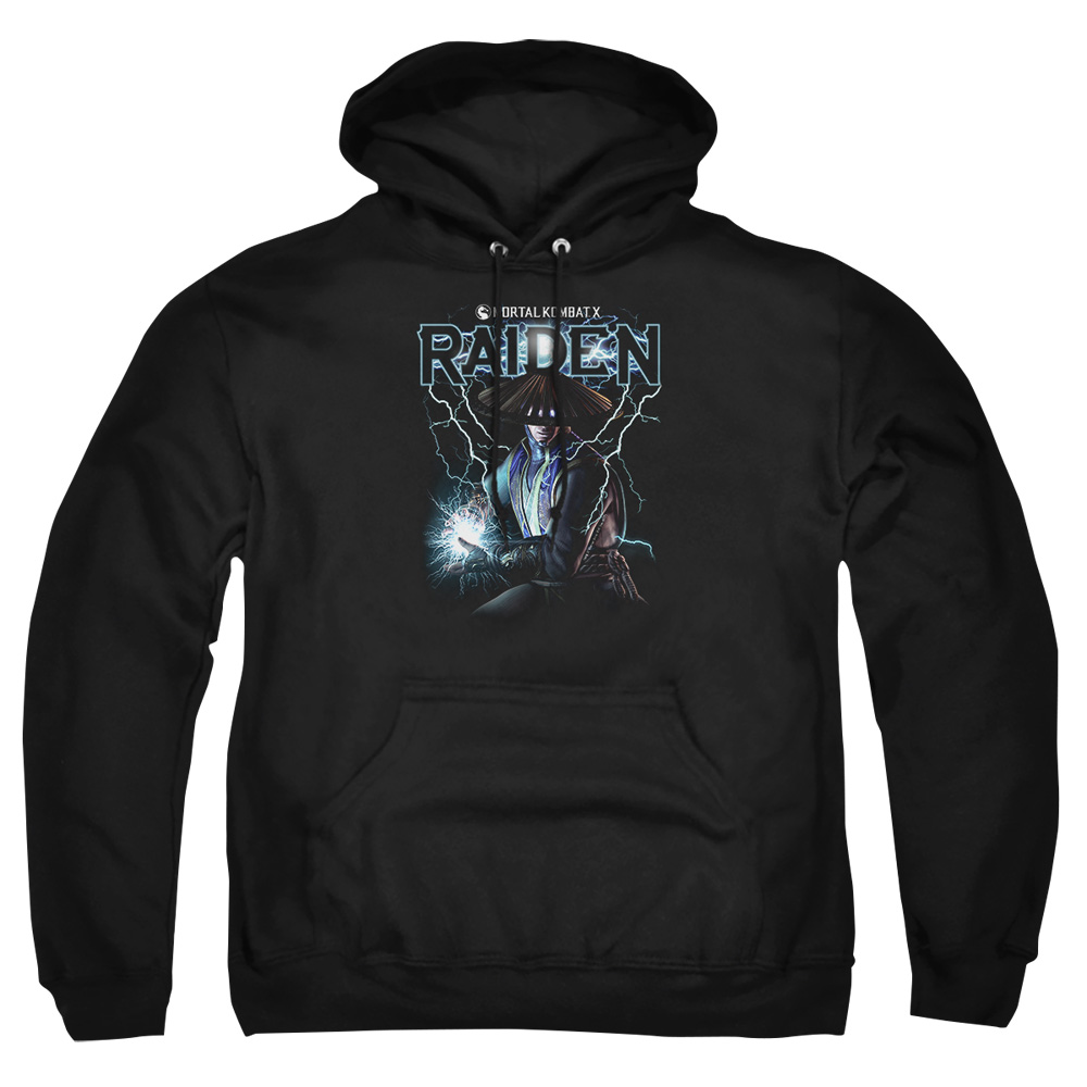 WBM525-AFTH-5 Mortal Kombat Raiden Adult Pullover Hoodie, Black - 2X