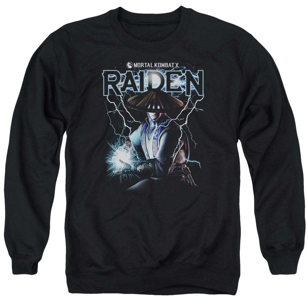 WBM525-AS-2 Mortal Kombat Raiden Adult Crewneck Sweatshirt, Black - Medium