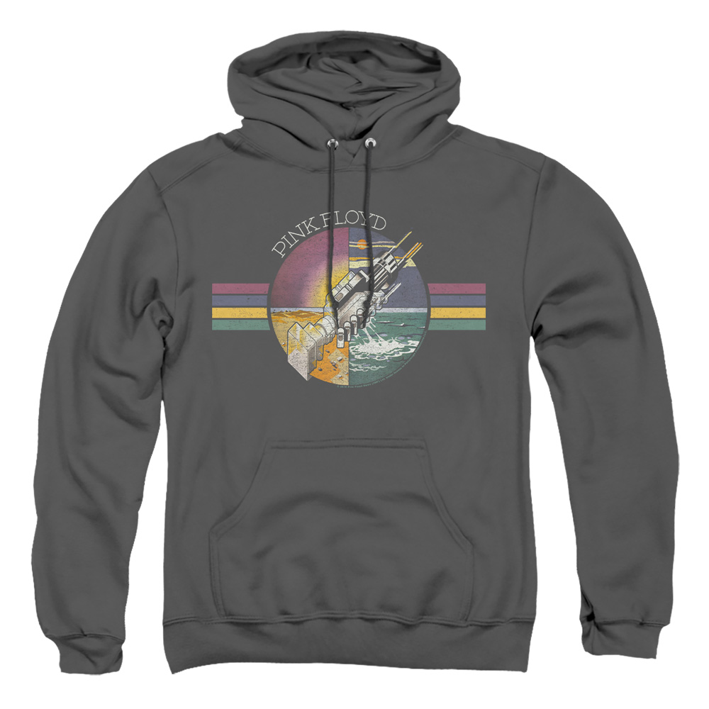 PERRY183-AFTH-4 Pink Floyd Welcome to The Machine Adult Pullover Hoodie, Charcoal - Extra Large