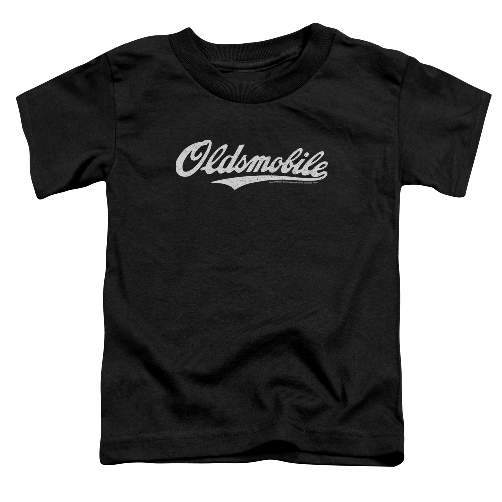 OLS104-TT-2 Oldsmobile Cursive Logo Toddler Short Sleeve T-Shirt, Black - Medium 3T