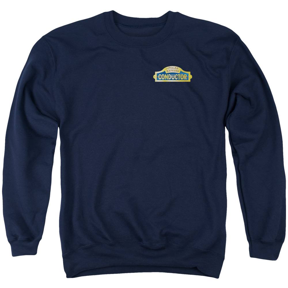 WBM376-AS-2 Polar Express Conductor Adult Crewneck Sweatshirt, Navy - Medium