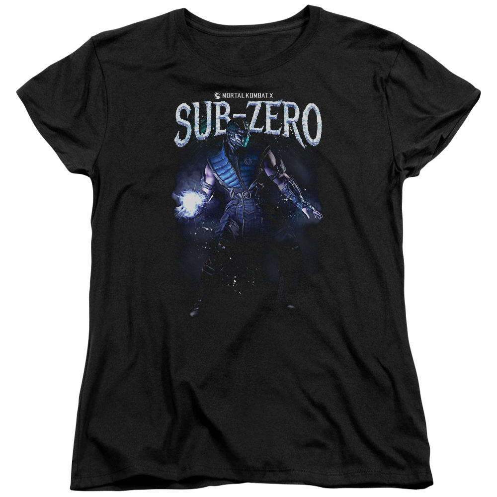 WBM523-WT-5 Mortal Kombat Sub-Zero Womens Short Sleeve T-Shirt, Black - 2X -  Trevco Sportswear