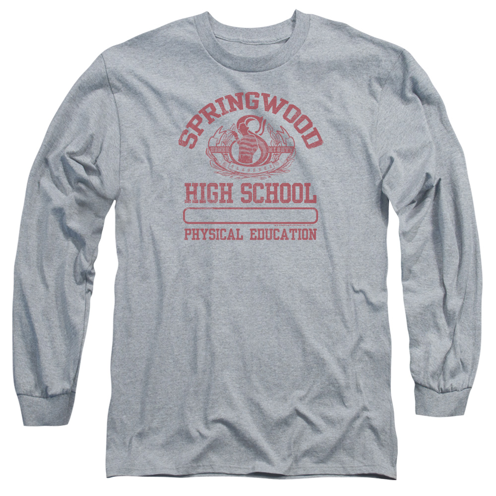 WBM625-AL-5 Nightmare on Elm Street Springwood High Adult Long Sleeve T-Shirt, Athletic Heather - 2X