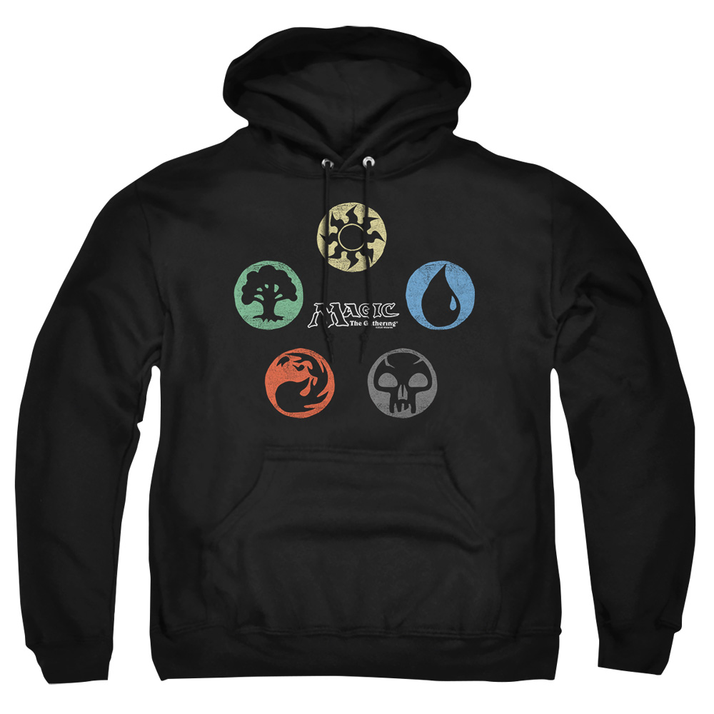 HBRO635-AFTH-5 Magic The Gathering 5 Colors Adult Pullover Hoodie, Black - 2X