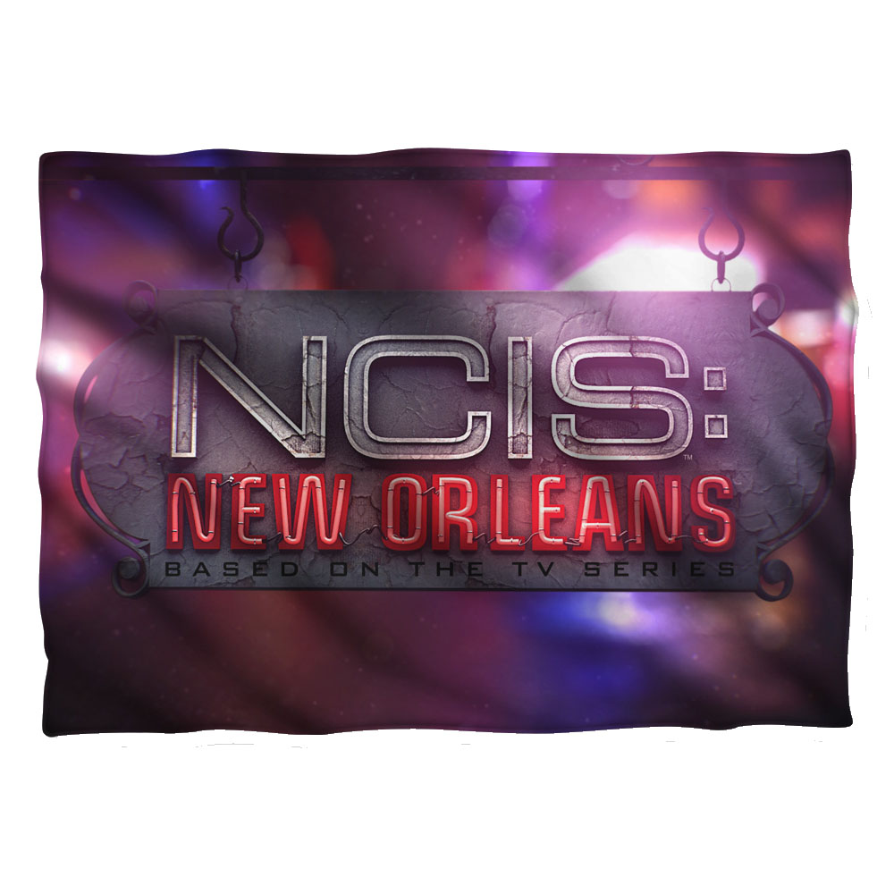 CBS1574-PLO1-0 NCIS Orleans Neon Sign Pillow Case, White - 20 x 28 in.