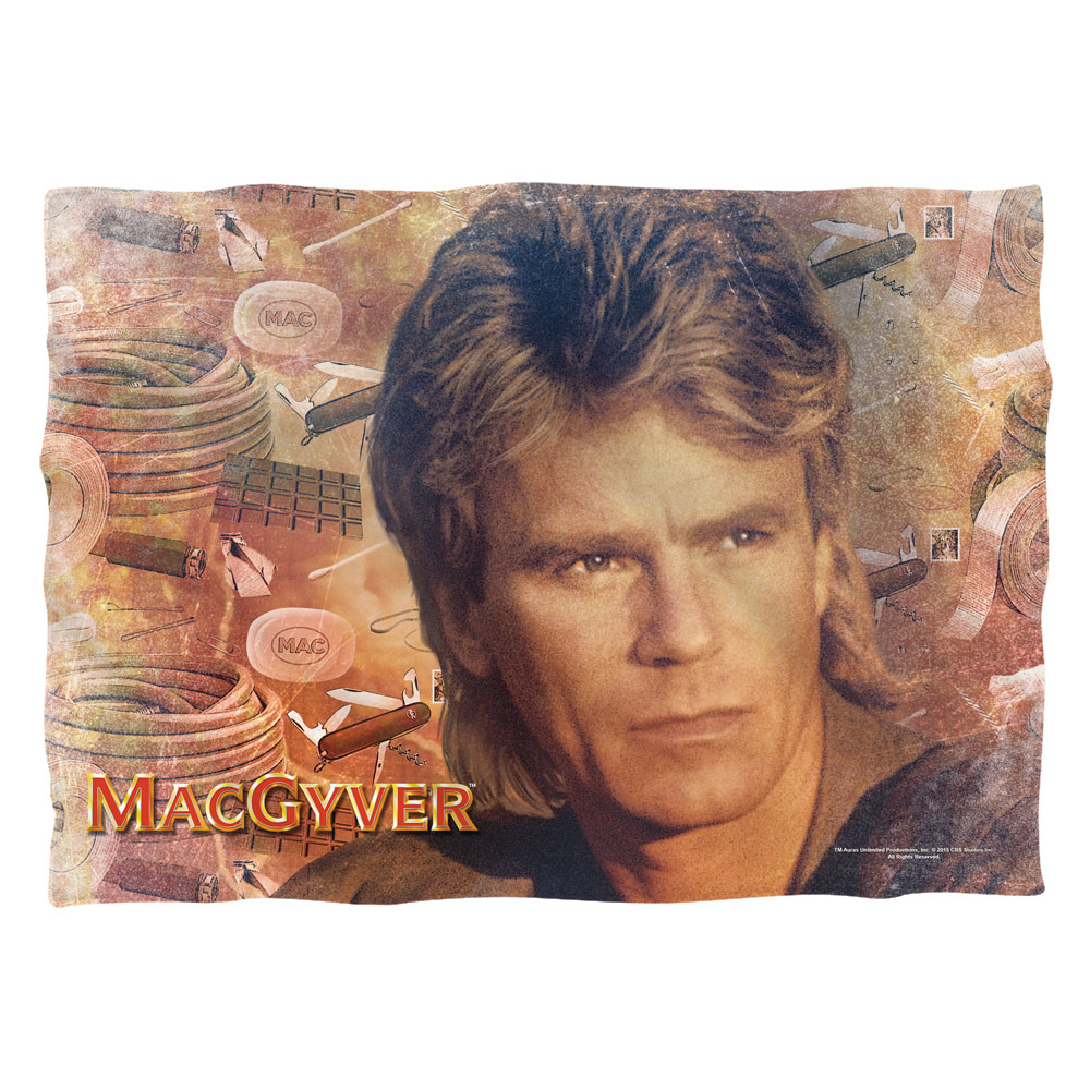 CBS1715FB-PLO1-0 Macgyver Tools of The Trade Front Back Print Pillow Case, White - 20 x 28 in.