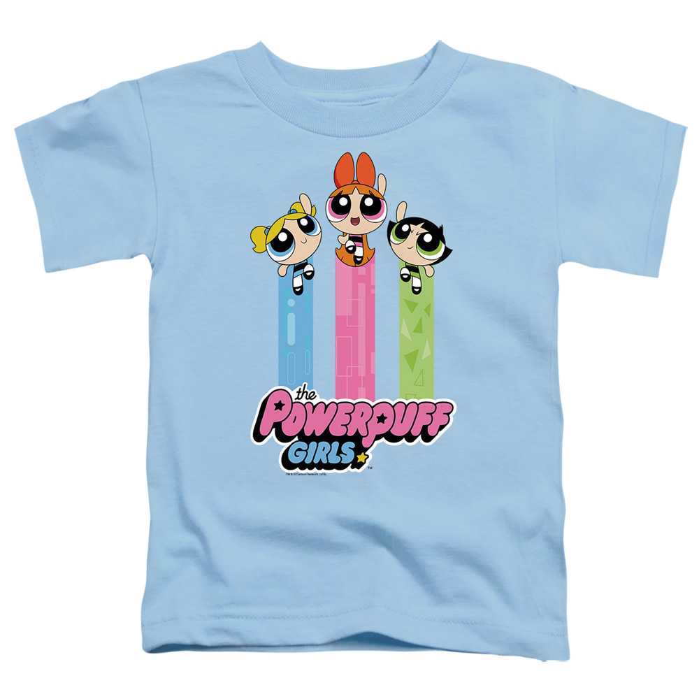 CN704-TT-2 Powerpuff Girls The Girls Fly Toddler Short Sleeve T-Shirt, Light Blue - Medium 3T