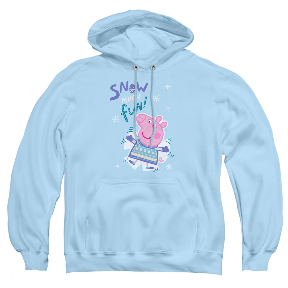 HBRO10372-AFTH-2 Peppa Pig Snow Much Fun for Christmas Adult Pullover Hoodie, Light Blue - Medium