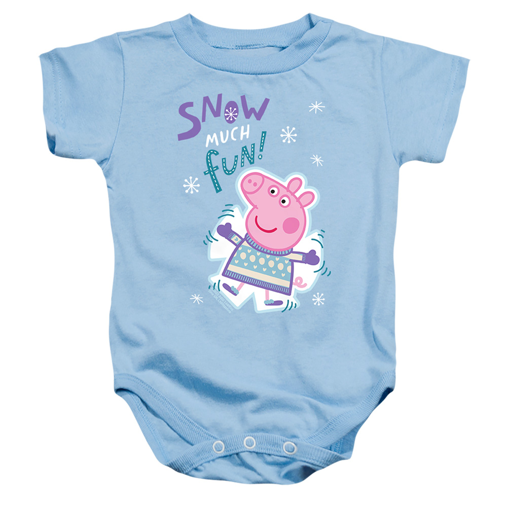 HBRO10372-SS-2 Peppa Pig Snow Much Fun for Christmas Infant Snapsuit, Light Blue - Medium - 12 Month