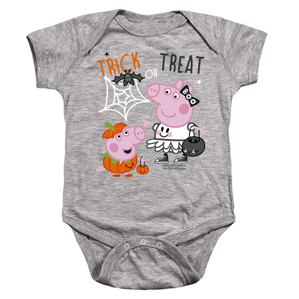 HBRO1461-SS-1 Peppa Pig George Ghost Infant Snapsuit, Athletic Heather - Small - 6 Month