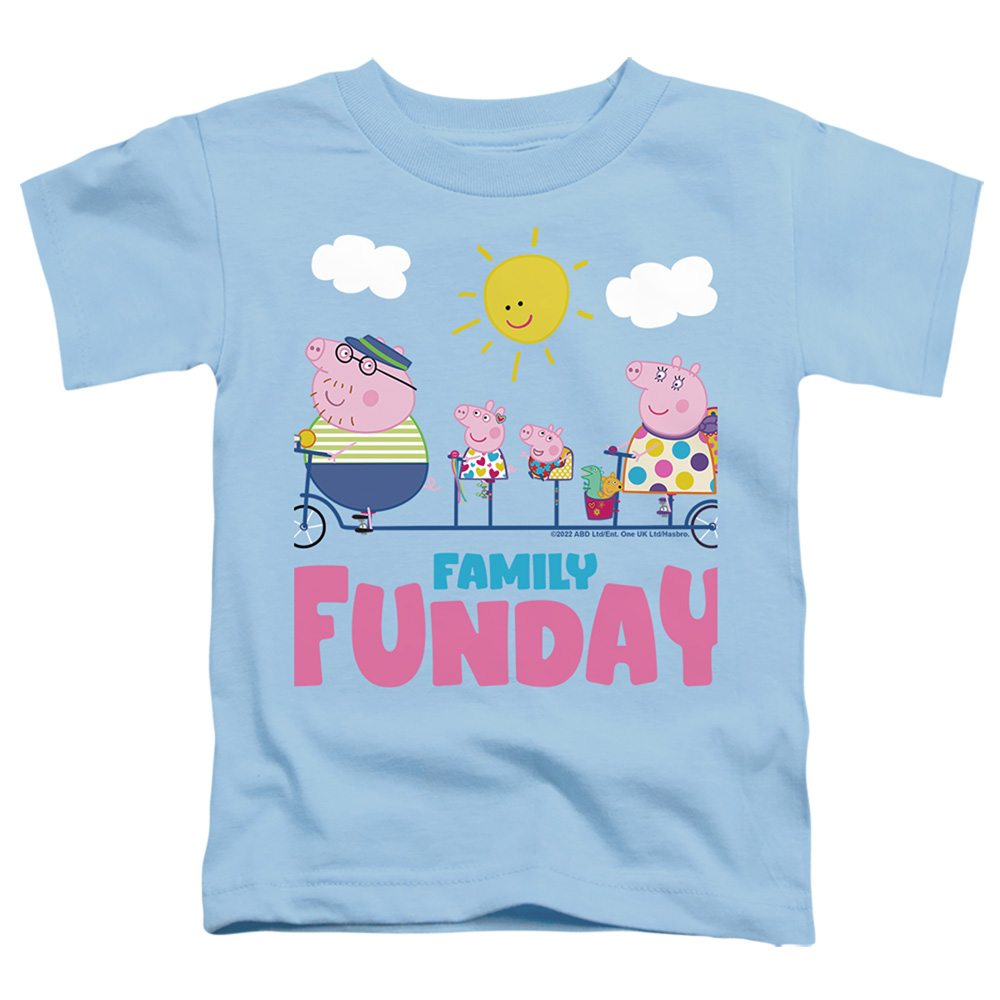 HBRO1269-TT-2 Peppa Pig Family Funday Toddler Short Sleeve T-Shirt, Light Blue - Medium 3T