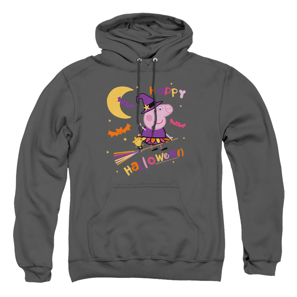HBRO1462-AFTH-2 Peppa Pig Happy Halloween Adult Pullover Hoodie, Charcoal - Medium