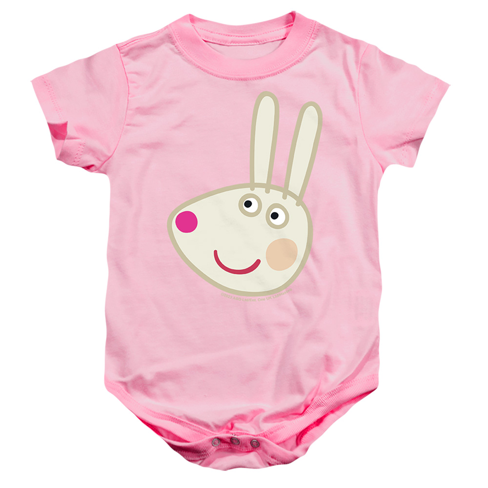 HBRO1456-SS-2 Peppa Pig Rebecca Rabbit Face Infant Snapsuit, Pink - Medium - 12 Month