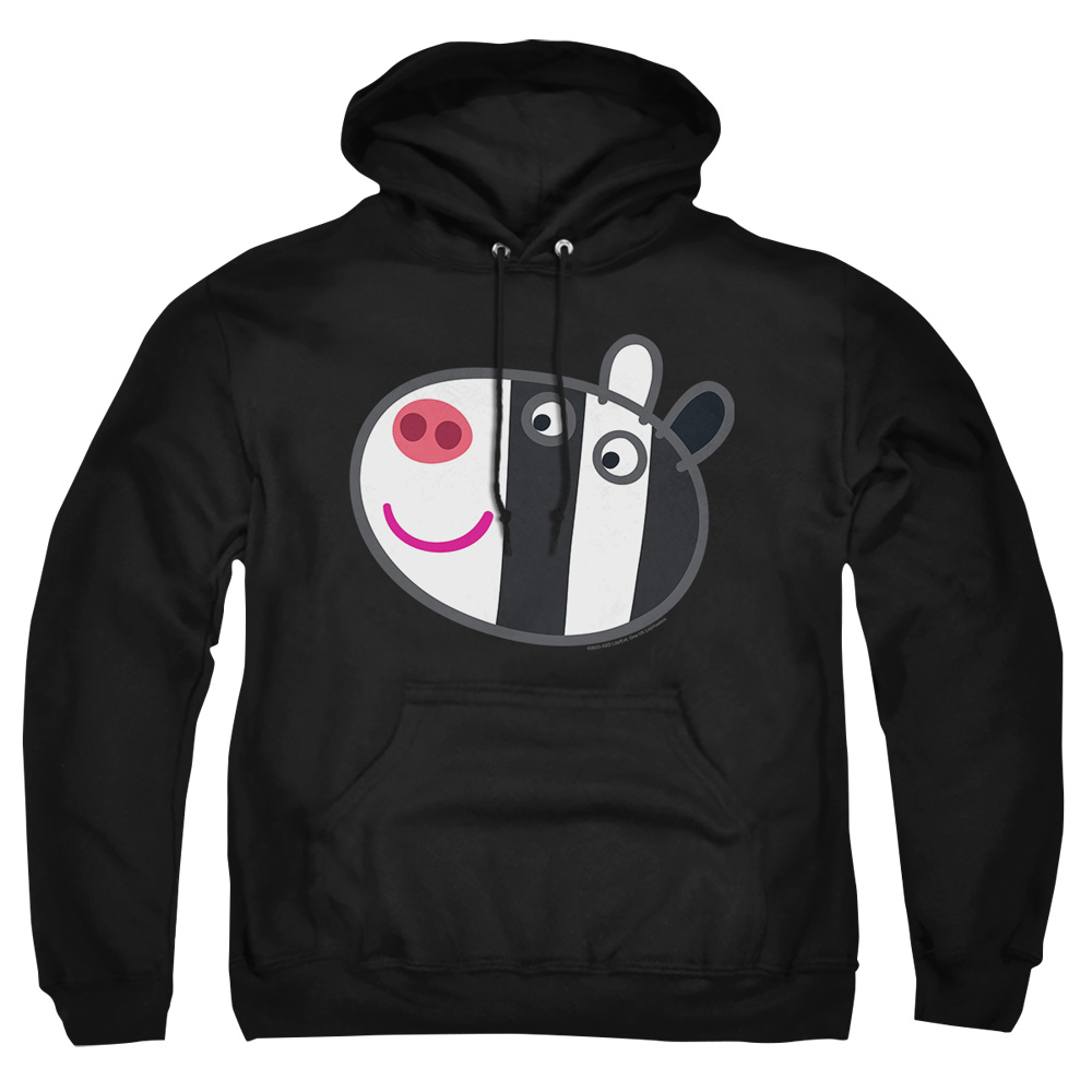 HBRO1457-AFTH-2 Peppa Pig Zoe Zebra Face Adult Pullover Hoodie, Black - Medium