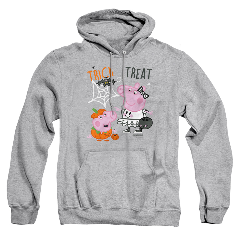 HBRO1461-AFTH-3 Peppa Pig George Ghost Adult Pullover Hoodie, Athletic Heather - Large