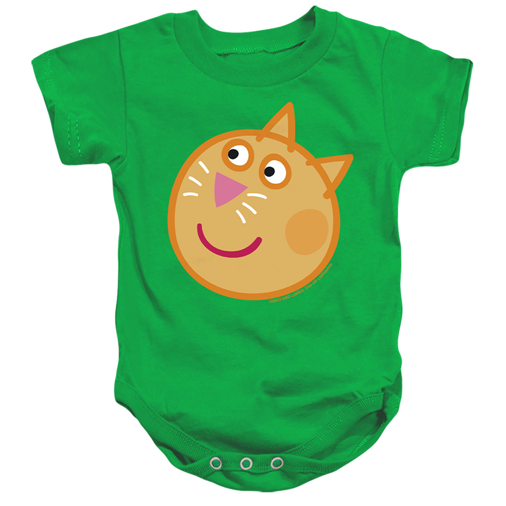 HBRO1455-SS-2 Peppa Pig Candy Cat Face Infant Snapsuit, Kelly Green - Medium - 12 Month