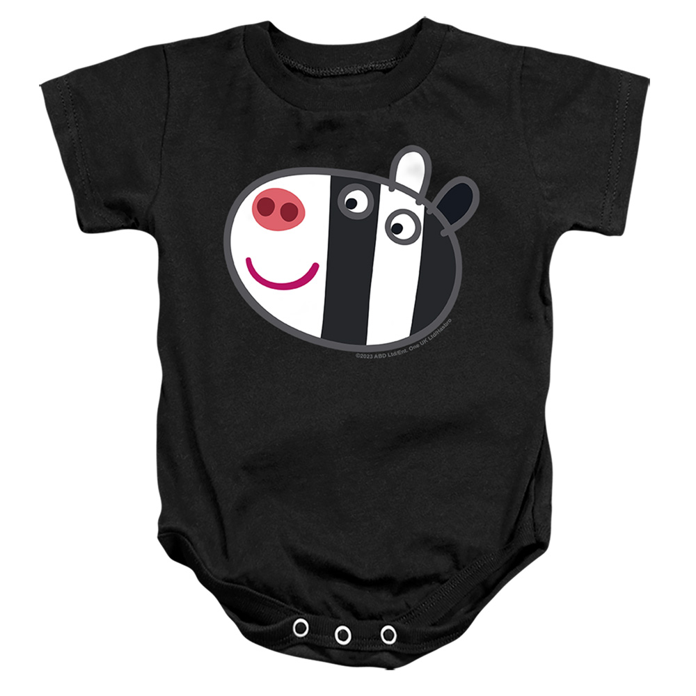 HBRO1457-SS-2 Peppa Pig Zoe Zebra Face Infant Snapsuit, Black - Medium - 12 Month