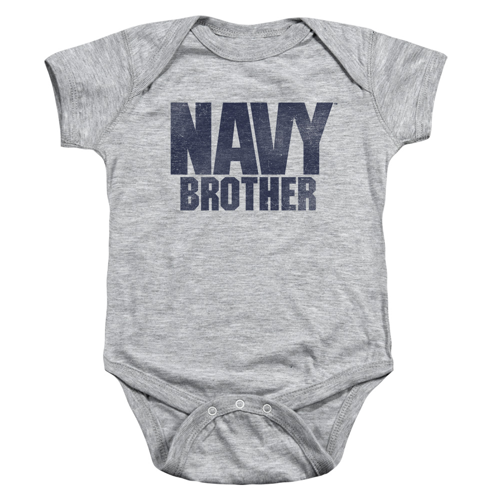 NA108E-SS-1 Navy Brother Infant Snapsuit, Athletic Heather - Small - 6 Month