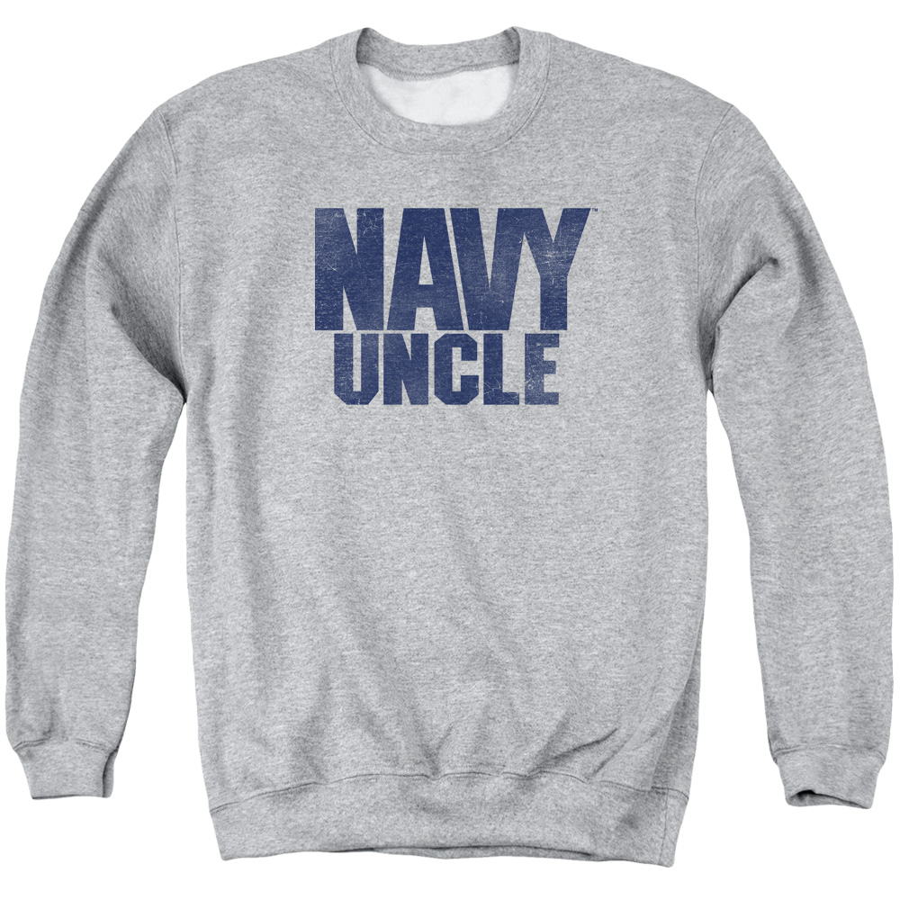 NA108H-AS-2 Navy Uncle Adult Crewneck Sweatshirt, Athletic Heather - Medium