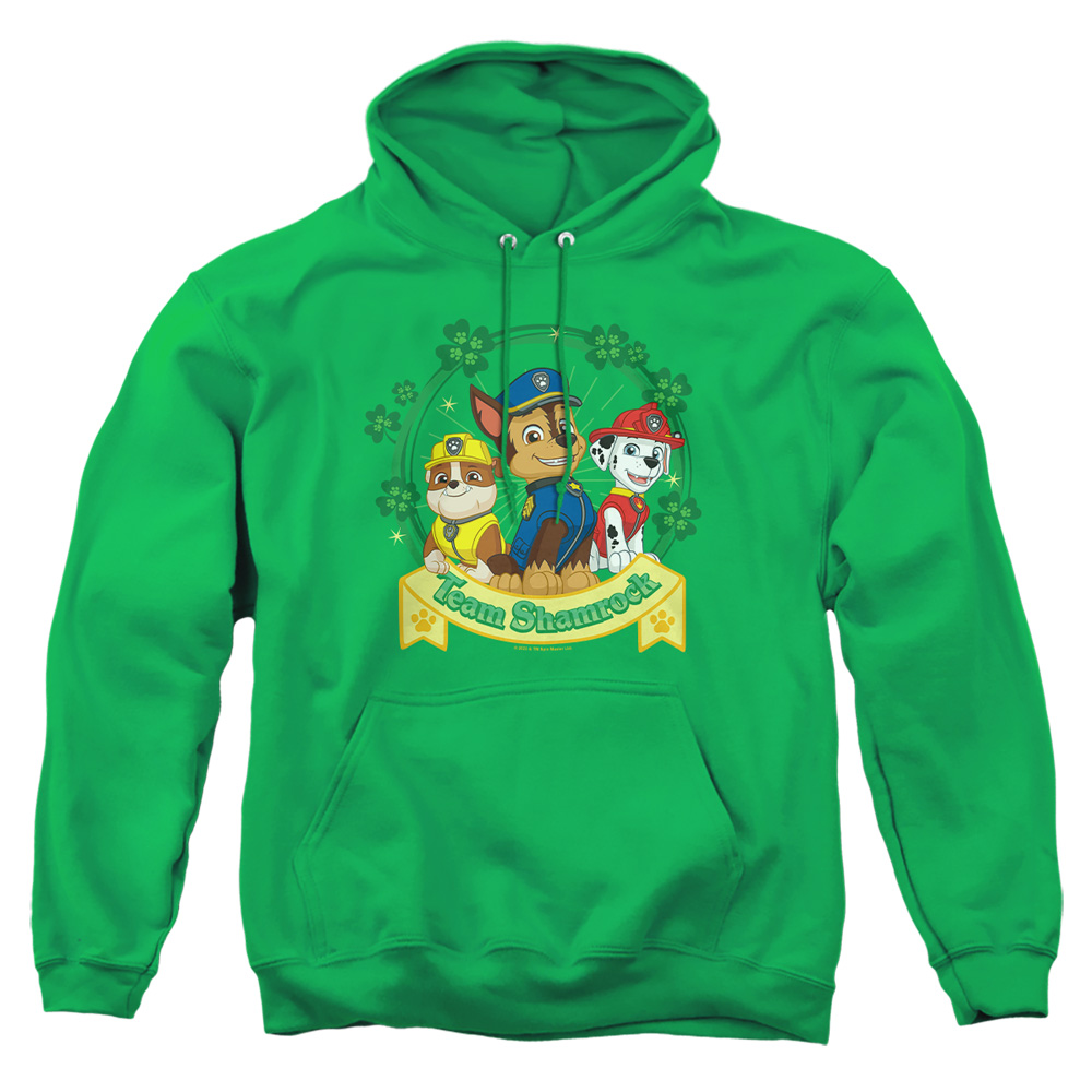NICK10267SPD-AFTH-3 Paw Patrol St. Patricks Day Team Shamrock Adult Pullover Hoodie, Kelly Green - Large