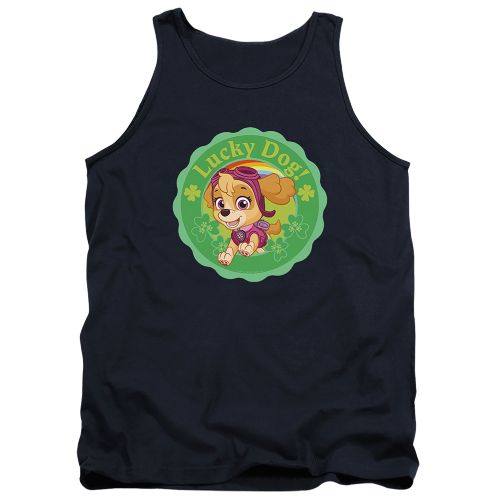 NICK10268SPD-TK-3 Paw Patrol St. Patricks Day Lucky Dog Adult Tank Top, Navy - Large
