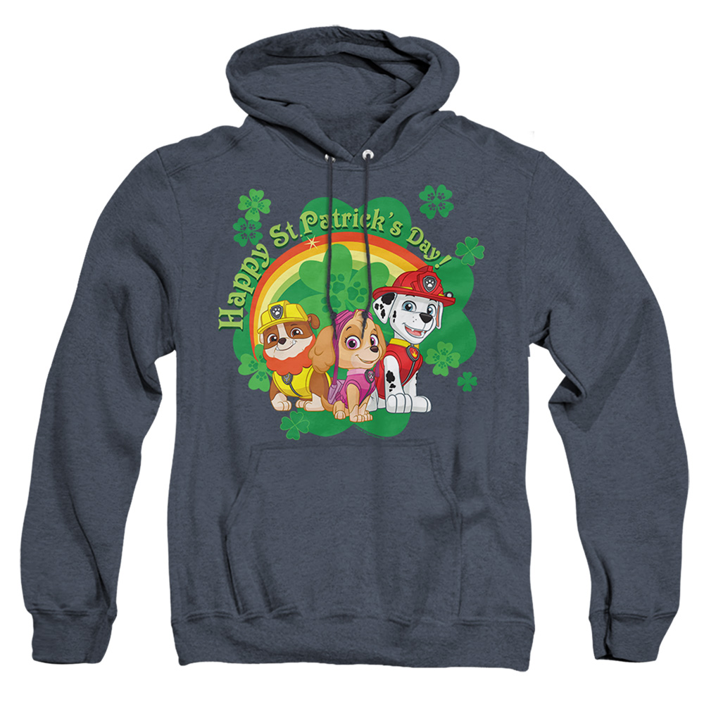 NICK10266SPD-AHH-3 Paw Patrol St. Patricks Day Team Adult Heather Hoodie, Navy - Large