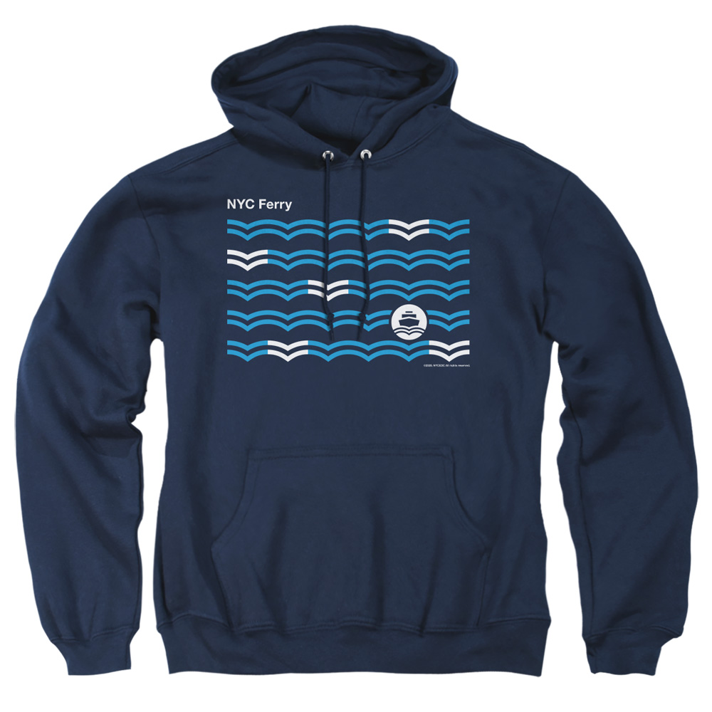 NYC165-AFTH-2 York City Waves Adult Pullover Hoodie, Navy - Medium