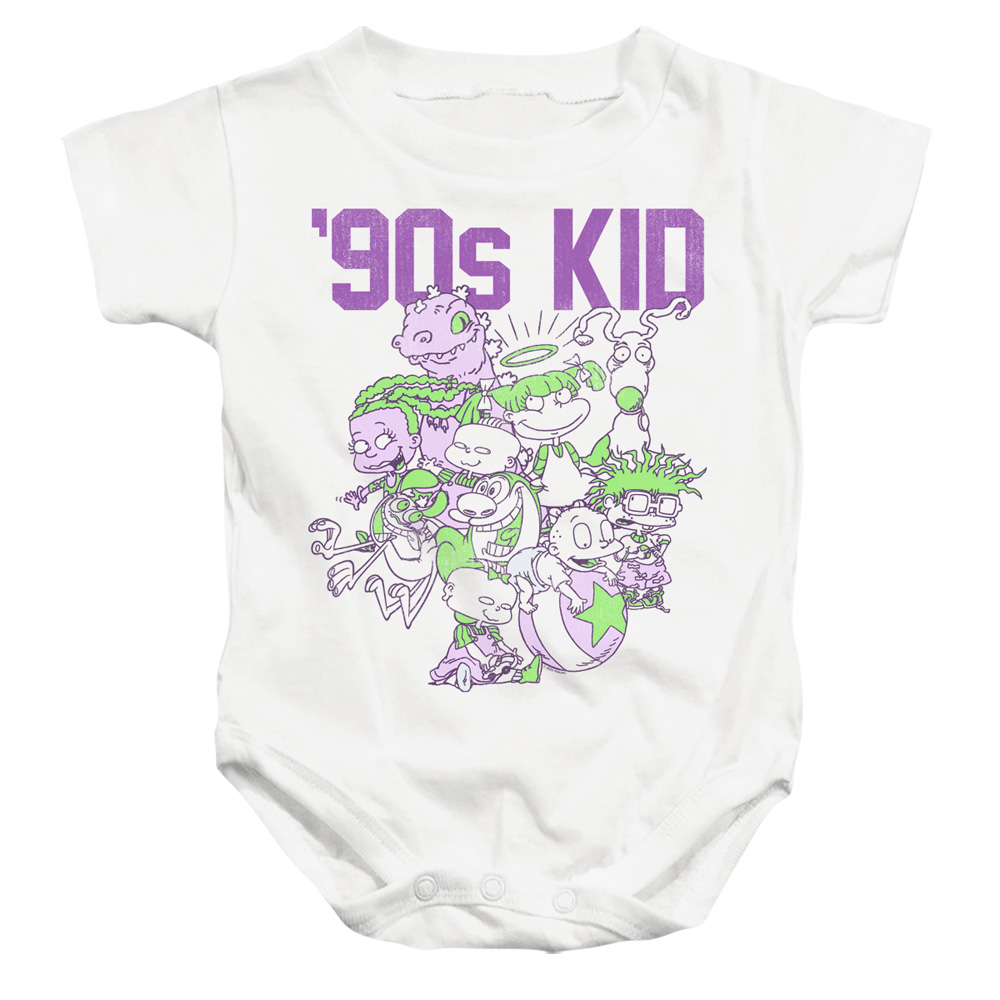 NICK588-SS-2 Nickelodeon 90s Kid Infant Snapsuit, White - Medium - 12 Month