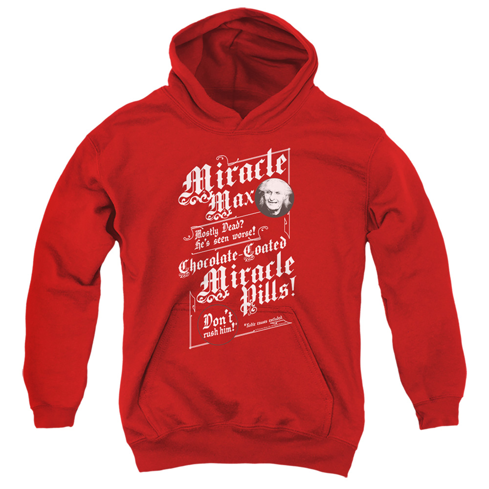 PB110E-YFTH-1 Princess Bride Miracle Max Youth Hooded Sweatshirt, Red - Small