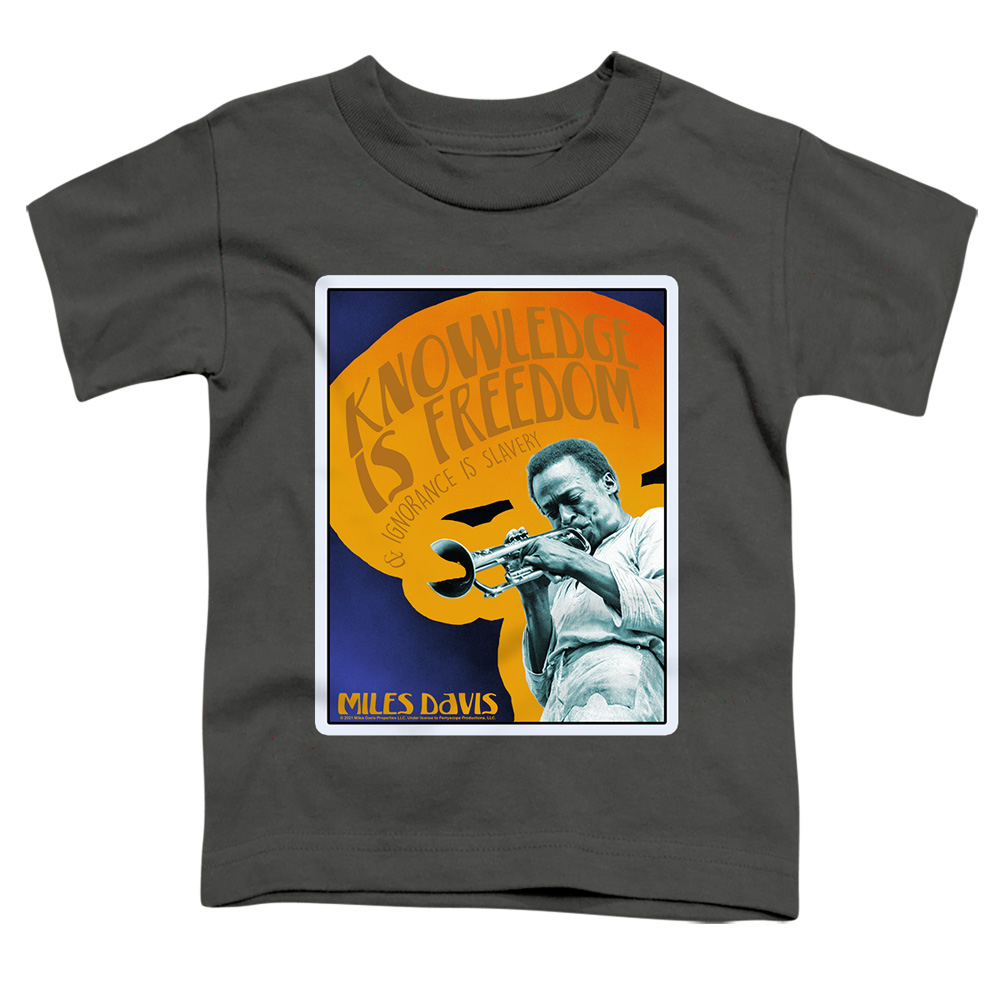 PERRY316-TT-2 Miles Davis Knowledge & Ignorance Toddler Short Sleeve T-Shirt, Charcoal - Medium 3T