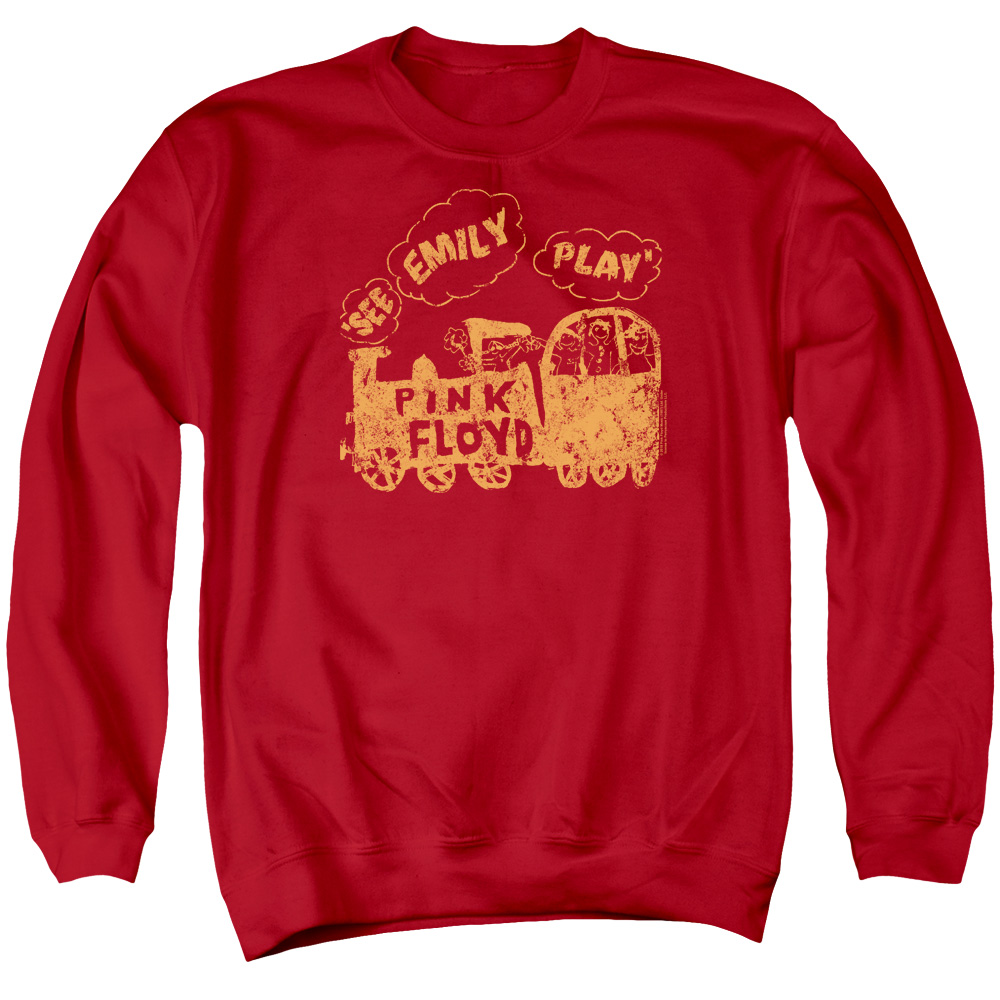 PERRY246-AS-2 Pink Floyd See Emily Play Adult Crewneck Sweatshirt, Red - Medium