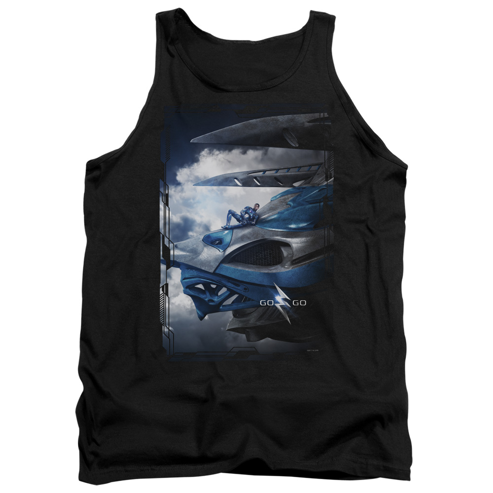 PWR3030-TK-1 Power Rangers Blue Zord Poster Adult Tank Top, Black - Small