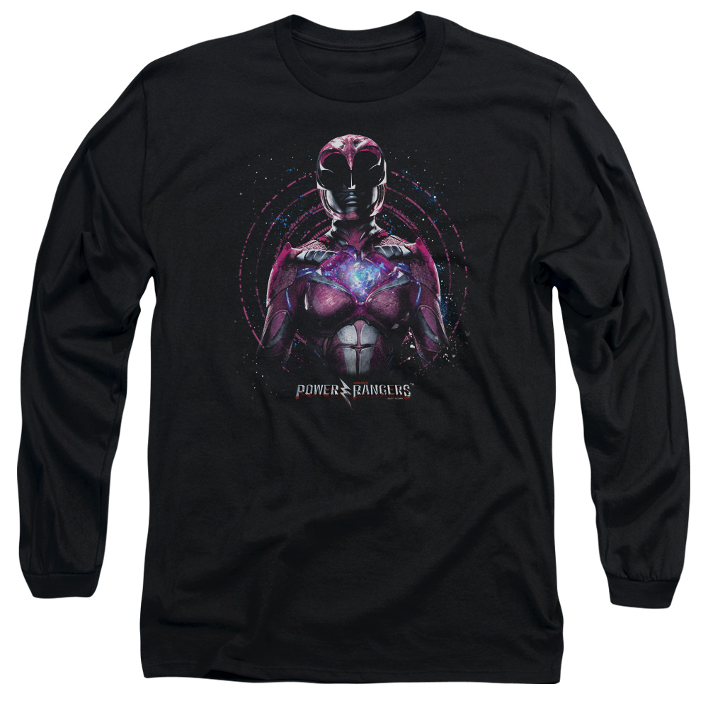 PWR3011-AL-5 Power Rangers Pink Ranger Adult Long Sleeve T-Shirt, Black - 2X