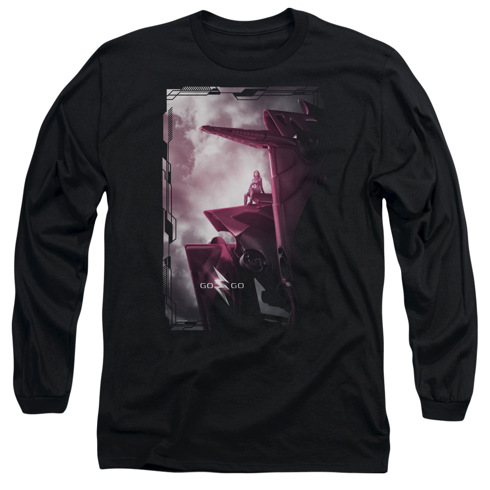 PWR3031-AL-5 Power Rangers Pink Zord Poster Adult Long Sleeve T-Shirt, Black - 2X