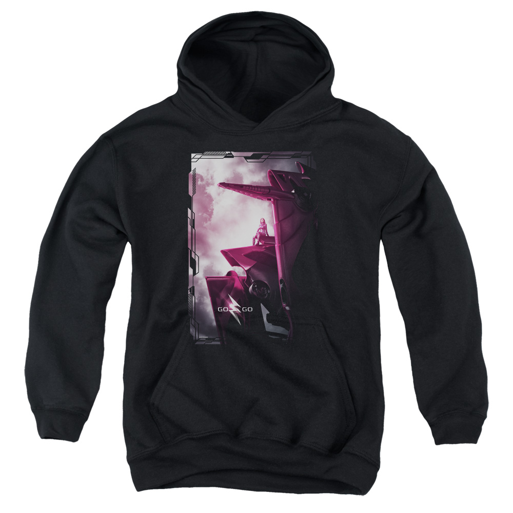PWR3031-YFTH-4 Power Rangers Pink Zord Poster Youth Hooded Sweatshirt, Black - Extra Large
