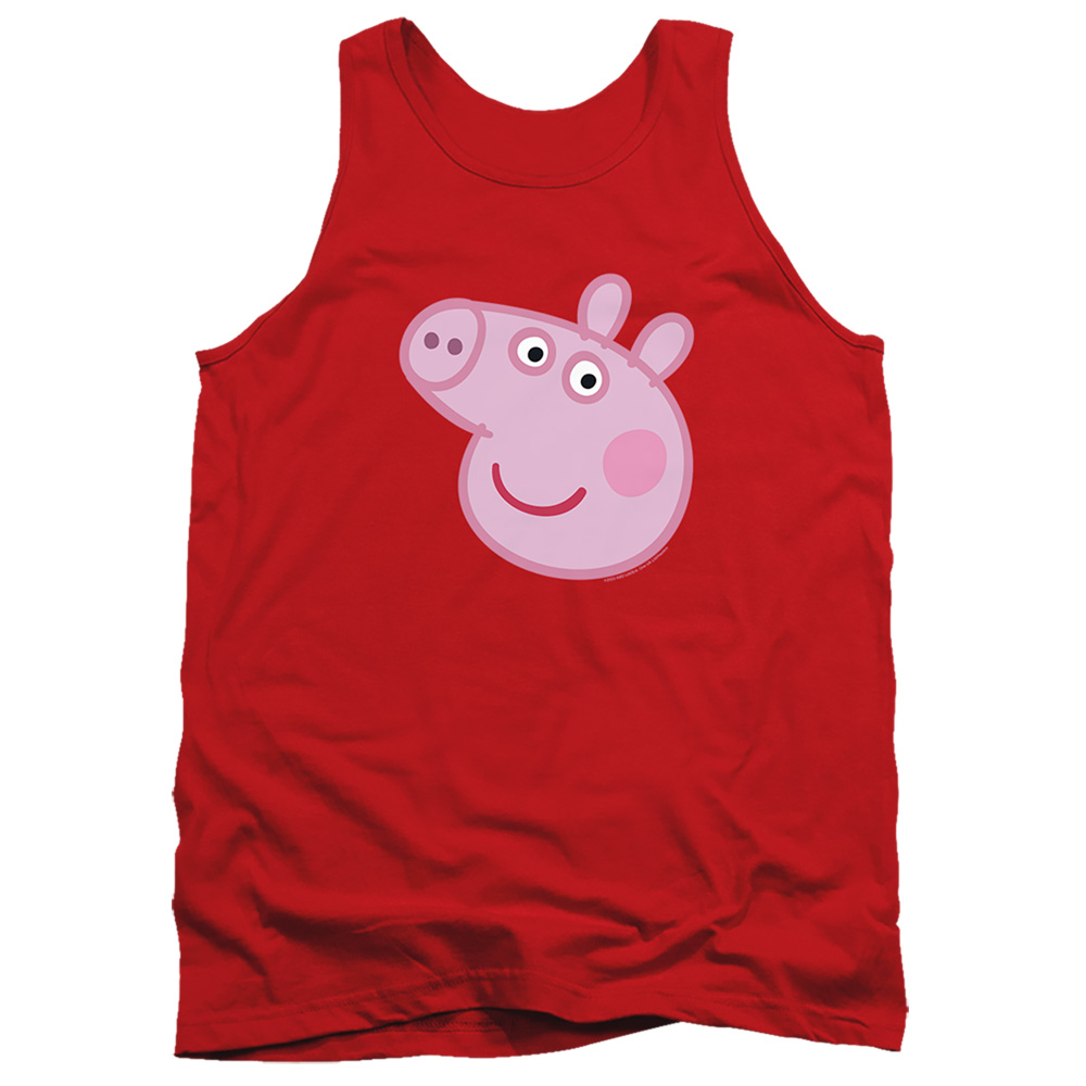 HBRO1448-TK-4 Peppa Pig Face Adult Tank Top, Red - Extra Large