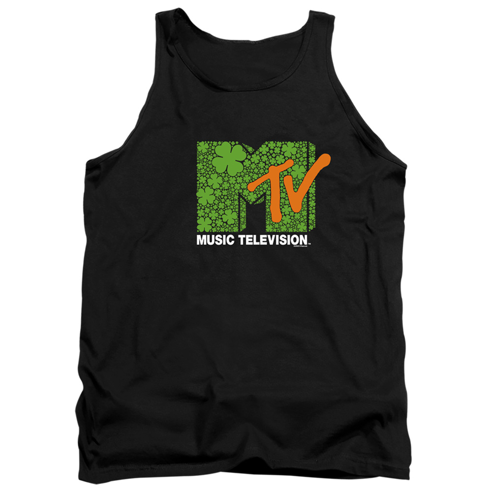 MTV10052SPD-TK-3 MTV St. Patricks Day Shamrock Logo Adult Tank Top, Black - Large