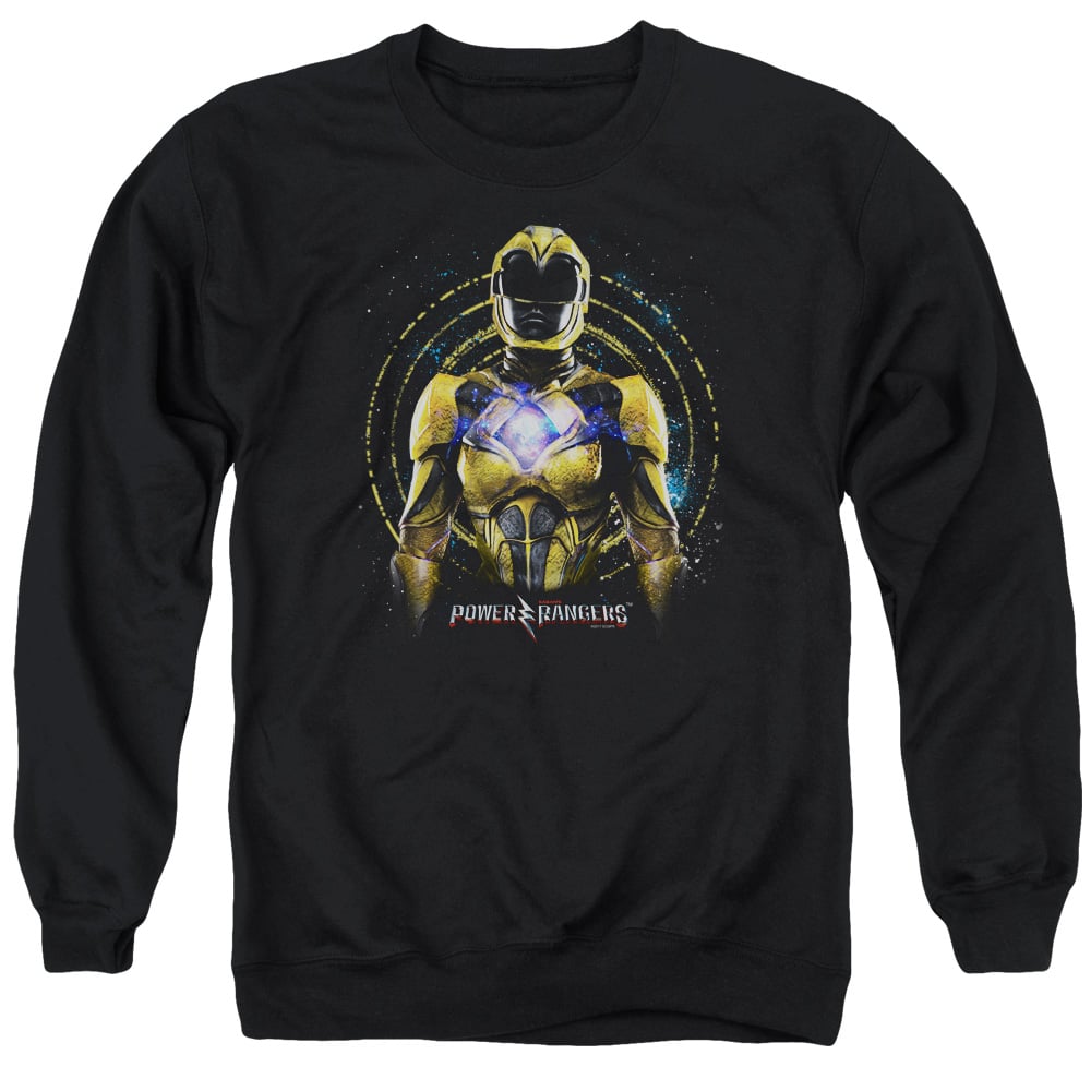 PWR3013-AS-2 Power Rangers Yellow Ranger Adult Crewneck Sweatshirt, Black - Medium