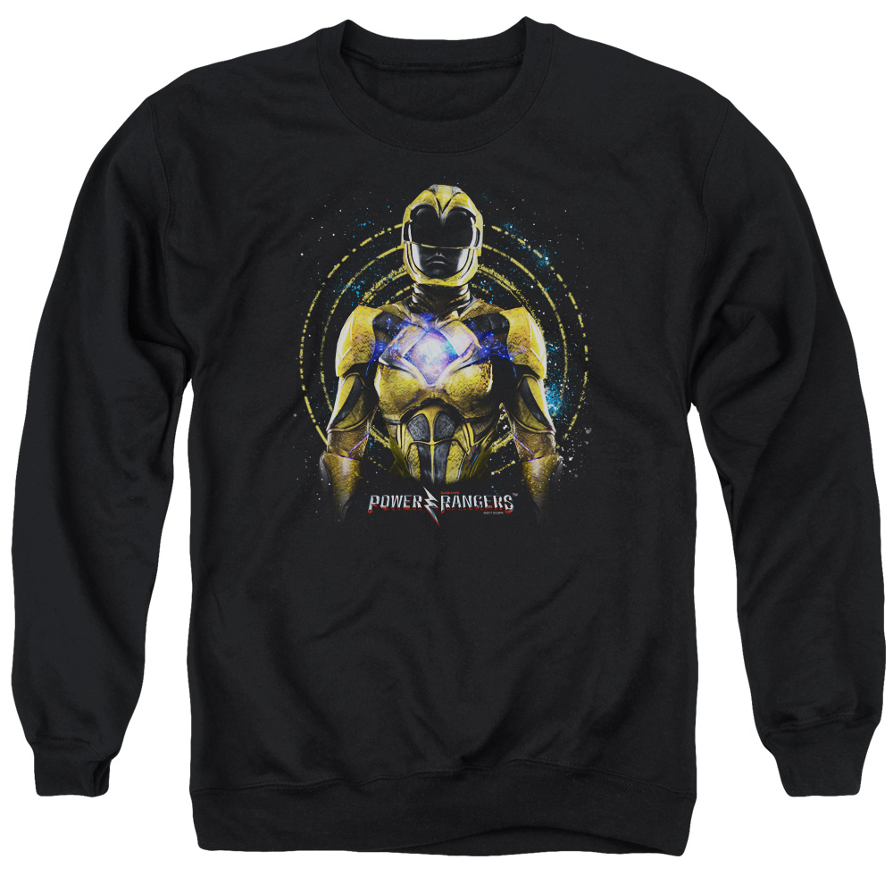 PWR3013-AS-3 Power Rangers Yellow Ranger Adult Crewneck Sweatshirt, Black - Large