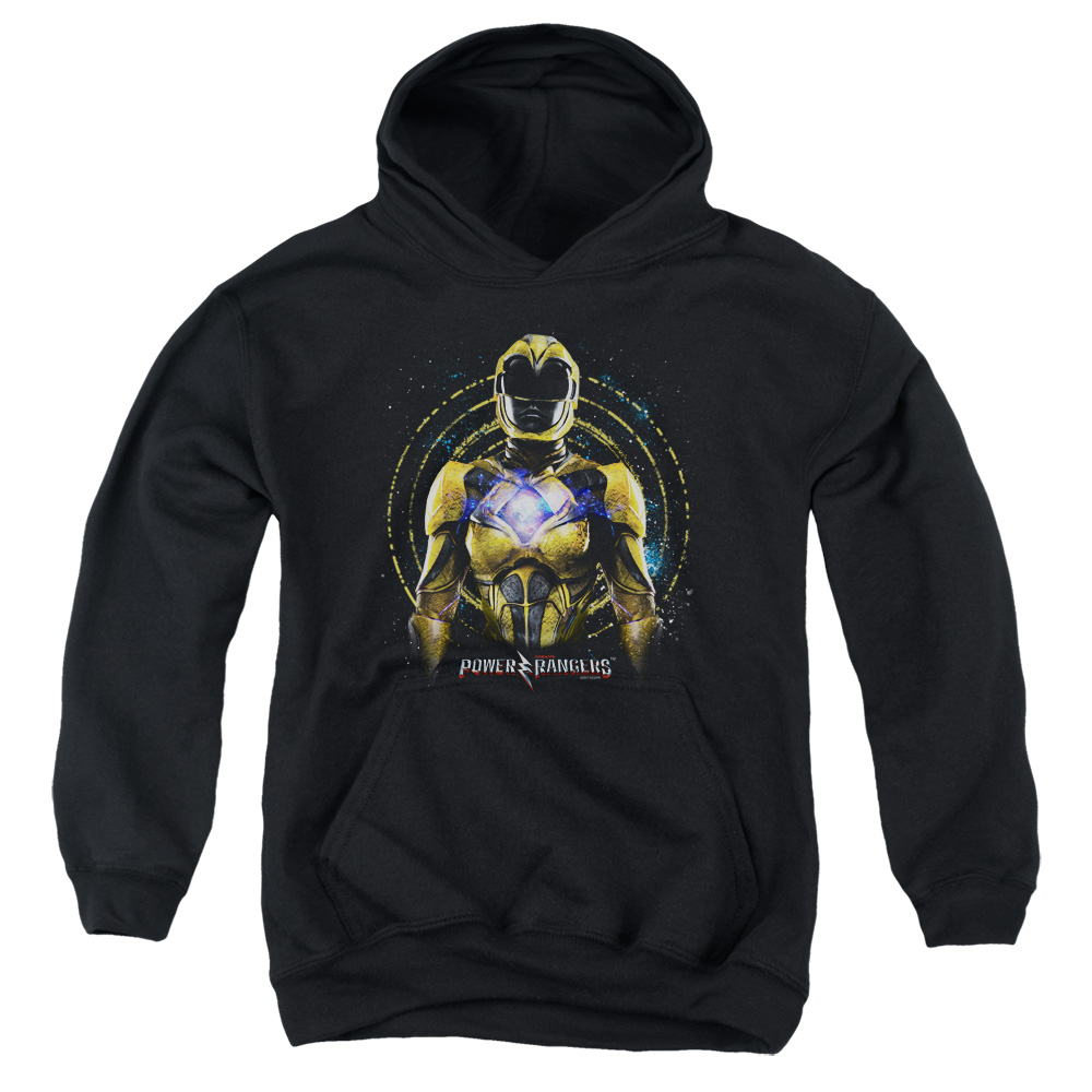 PWR3013-YFTH-3 Power Rangers Yellow Ranger Youth Hooded Sweatshirt, Black - Large