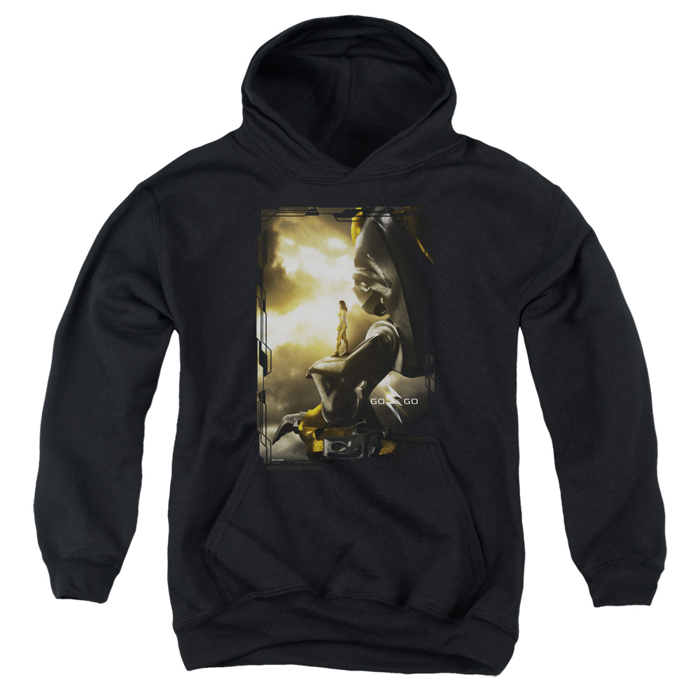 PWR3032-YFTH-2 Power Rangers Yellow Zord Poster Youth Hooded Sweatshirt, Black - Medium