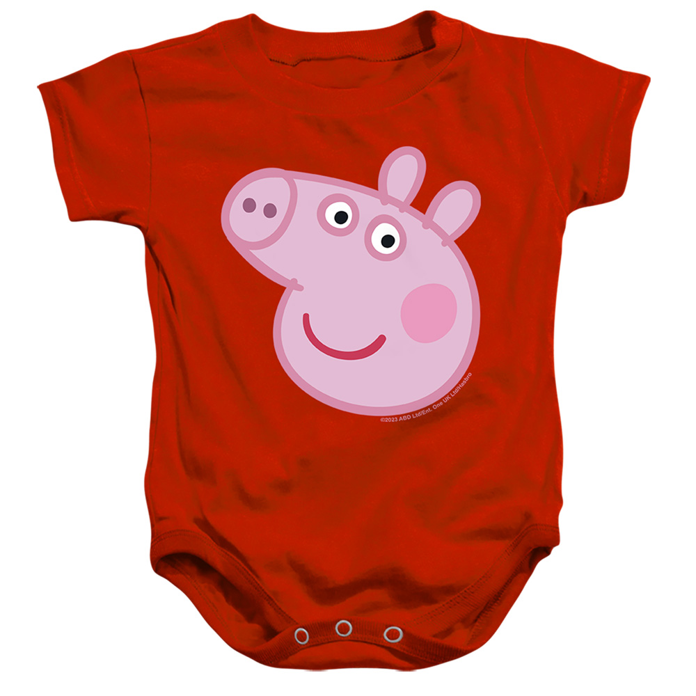 HBRO1448-SS-3 Peppa Pig Face Infant Snapsuit, Red - Large - 18 Month