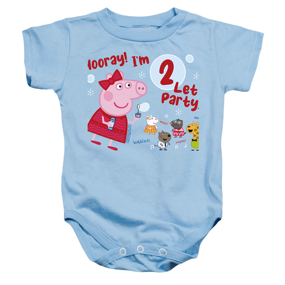 HBRO1309B-SS-4 Peppa Pig Hooray IM 2 Birthday Infant Snapsuit, Light Blue - Extra Large - 24 Month