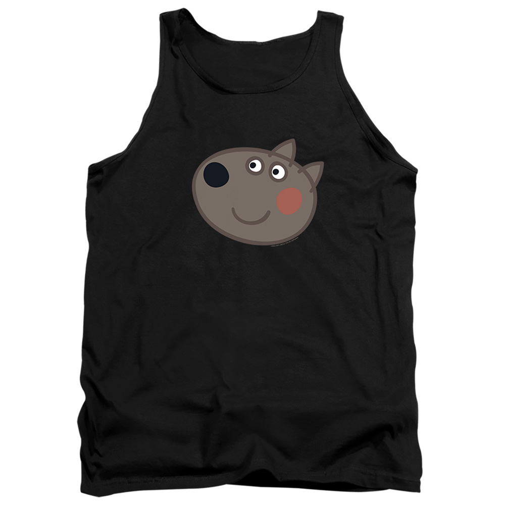 HBRO1458-TK-2 Peppa Pig Danny Dog Face Adult Tank Top, Black - Medium