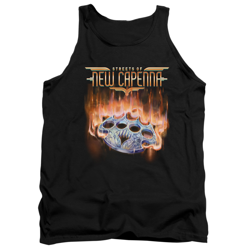 HBRO1191-TK-2 Magic The Gathering Burning Knuckles with Logo Adult Tank Top, Black - Medium