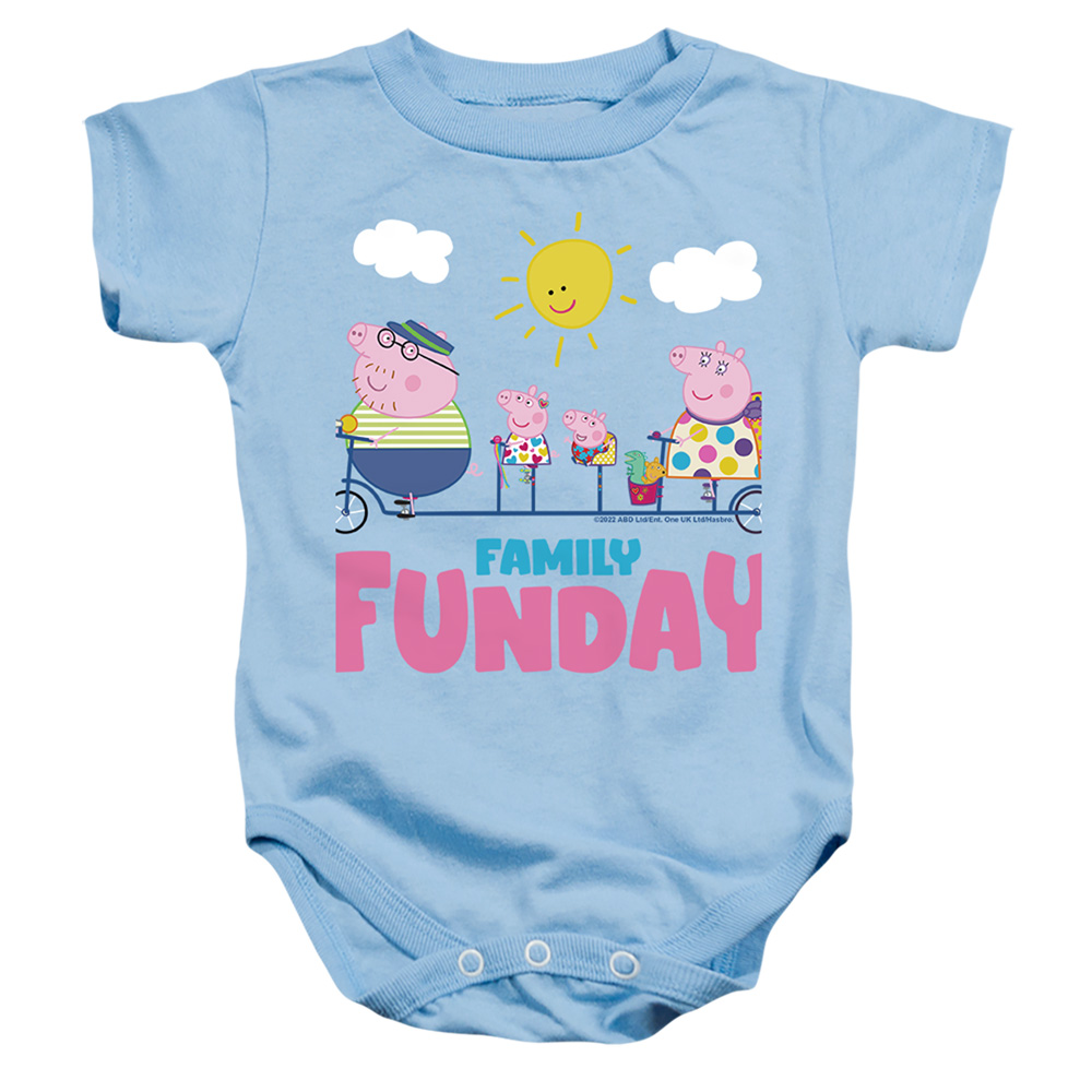 HBRO1269-SS-2 Peppa Pig Family Funday Infant Snapsuit, Light Blue - Medium - 12 Month
