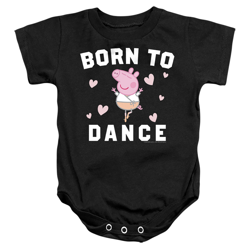 HBRO1274-SS-2 Peppa Pig Born to Dance Infant Snapsuit, Black - Medium - 12 Month