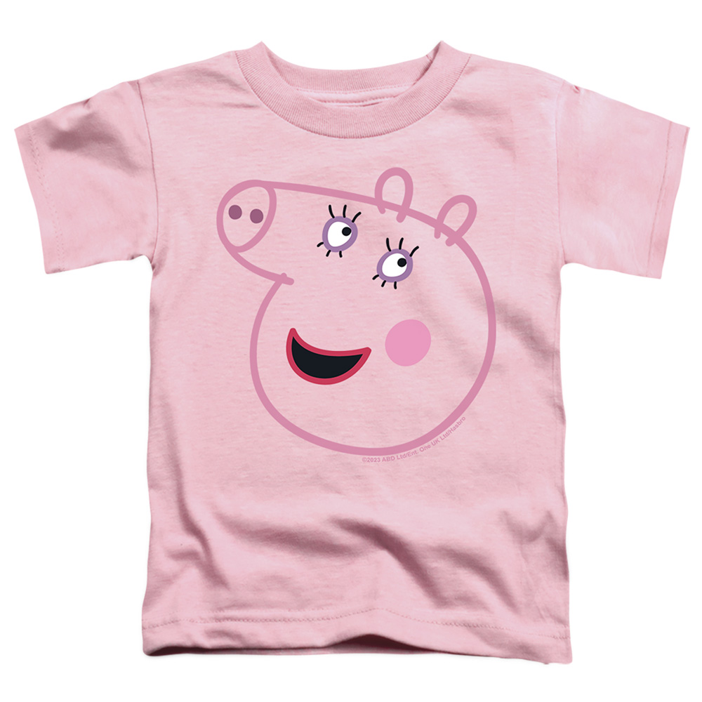 HBRO1443-TT-2 Peppa Pig Pink Out Mummy Pig Face Toddler Short Sleeve T-Shirt, Pink - Medium 3T