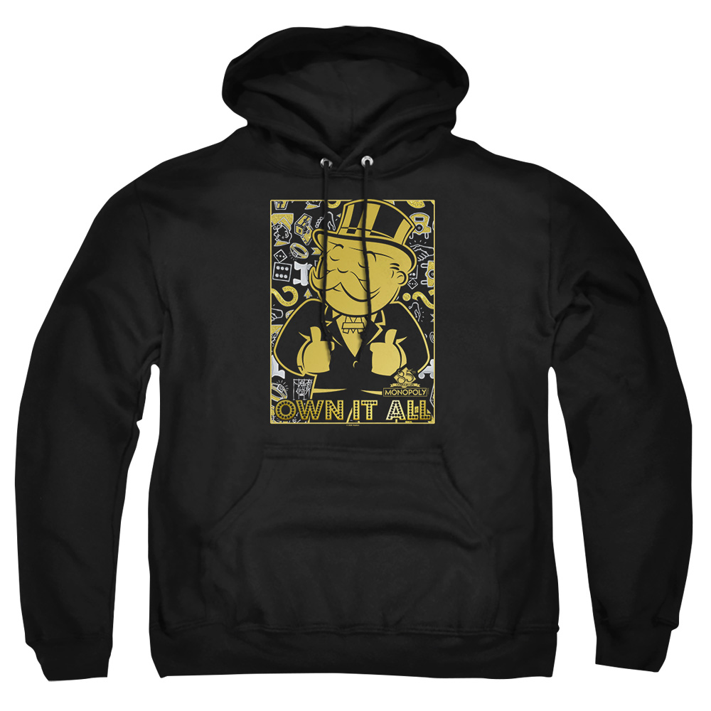 HBRO397-AFTH-2 Monopoly Own Adult Pullover Hoodie, Black - Medium